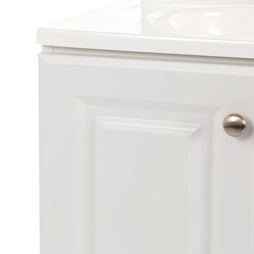 Glacier Bay 24.5 in. W x 18.6 in. D x 35.4 in. H Freestanding Bath Vanity in White with White Cultured Marble Top GB24P2-WH