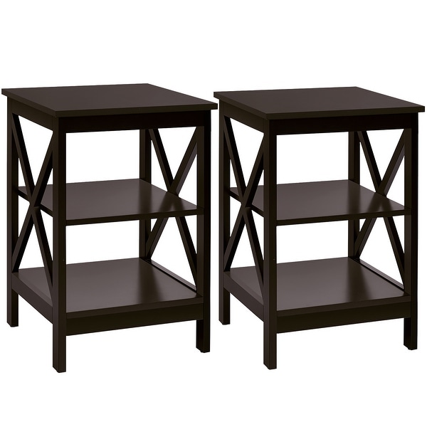 Copper Grove Nurota 3-tier X-cross End Tables (Set of 2)