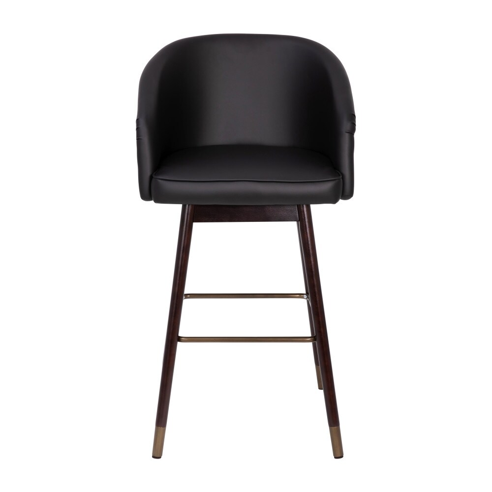 Upholstered Bar Stool with Wooden Legs