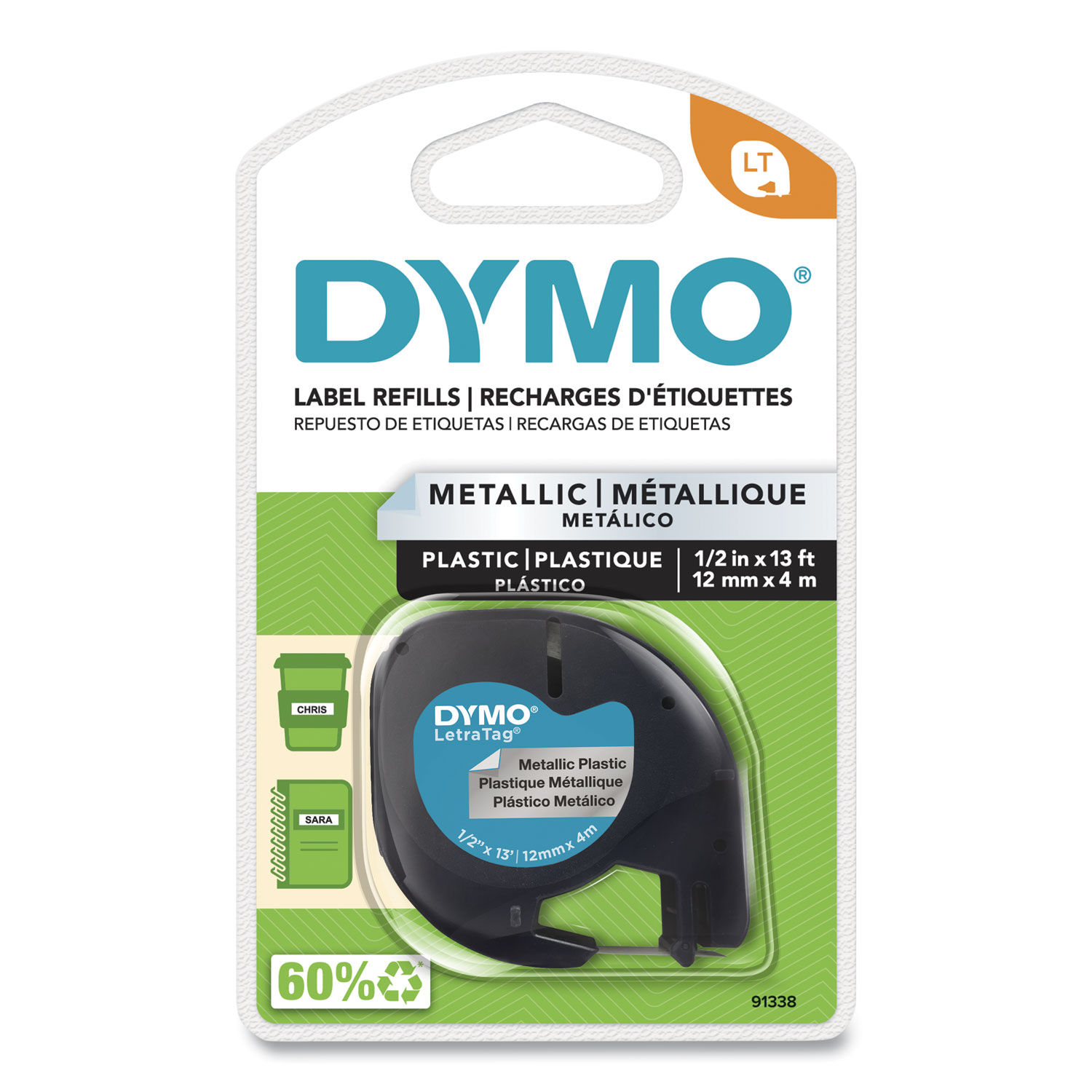 LetraTag Metallic Label Tape Cassette by DYMOandreg; DYM91338