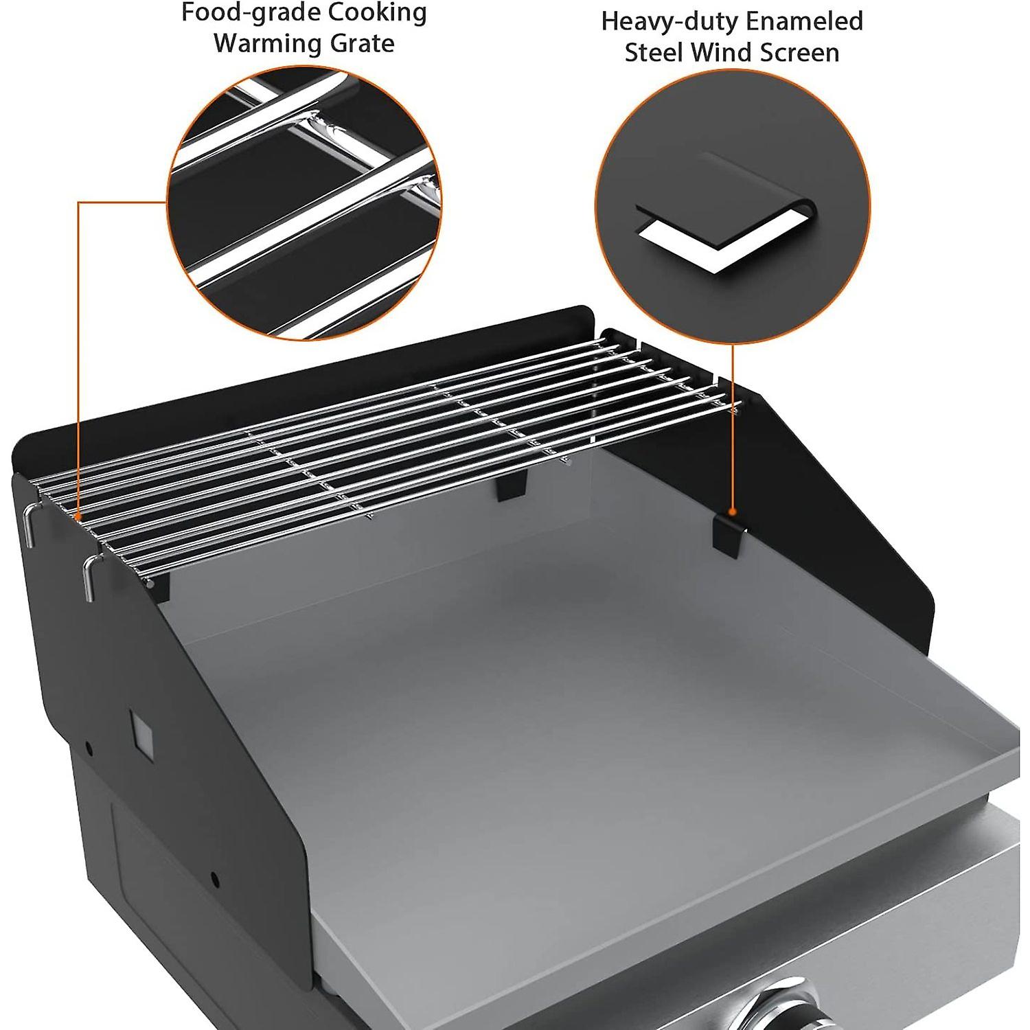 Griddle Wind Screen And Warming Rack Set For Blackstone 17 Inch Griddle， Outdoor Bbq Cooking Grill Accessories Enameled Steel Wind Guards Stainless St