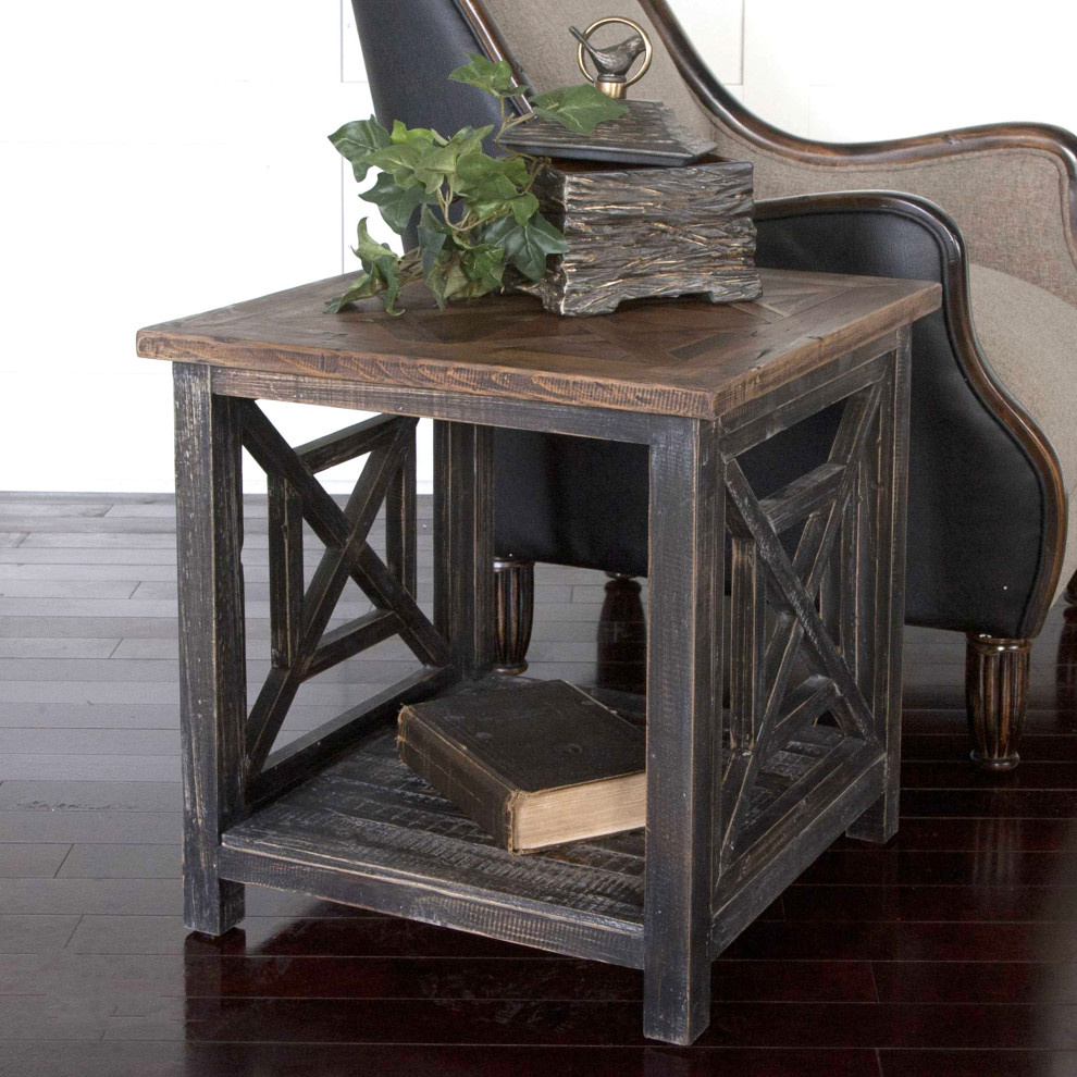 Uttermost Spiro Reclaimed Wood End Table   Farmhouse   Side Tables And End Tables   by Buildcom  Houzz