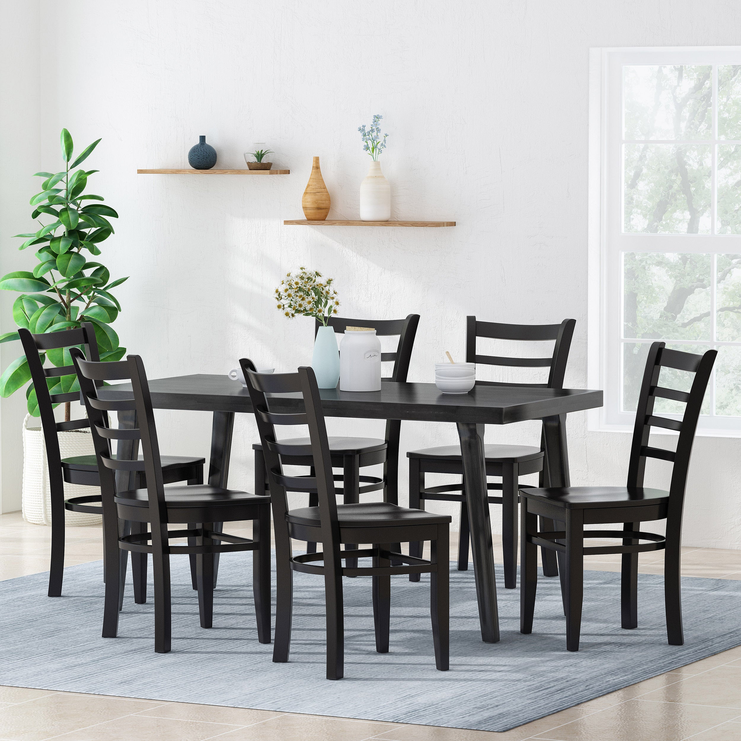 Wagner Farmhouse Wooden Dining Chairs (Set of 6)