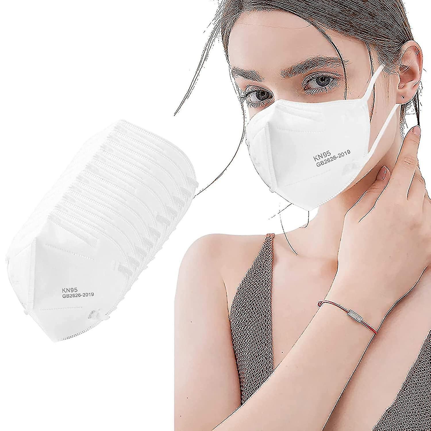 50pcs Kn95 Face Mask Black 5 Layer Cup Dust Safety Masks Filter Efficiency95% Breathable Elastic Ear Loops White Masks