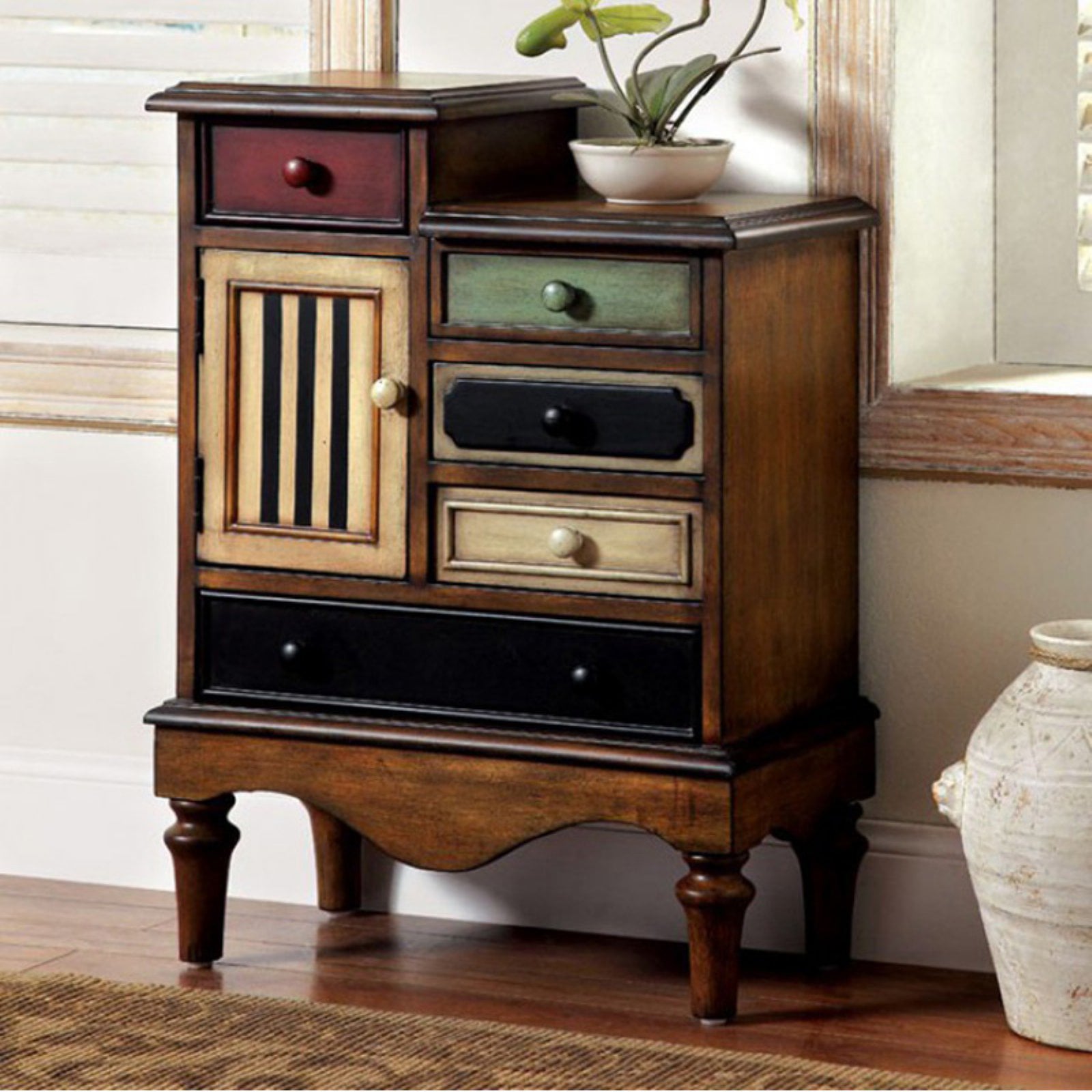 Benzara Vintage Style 5-Drawer Accent Chest