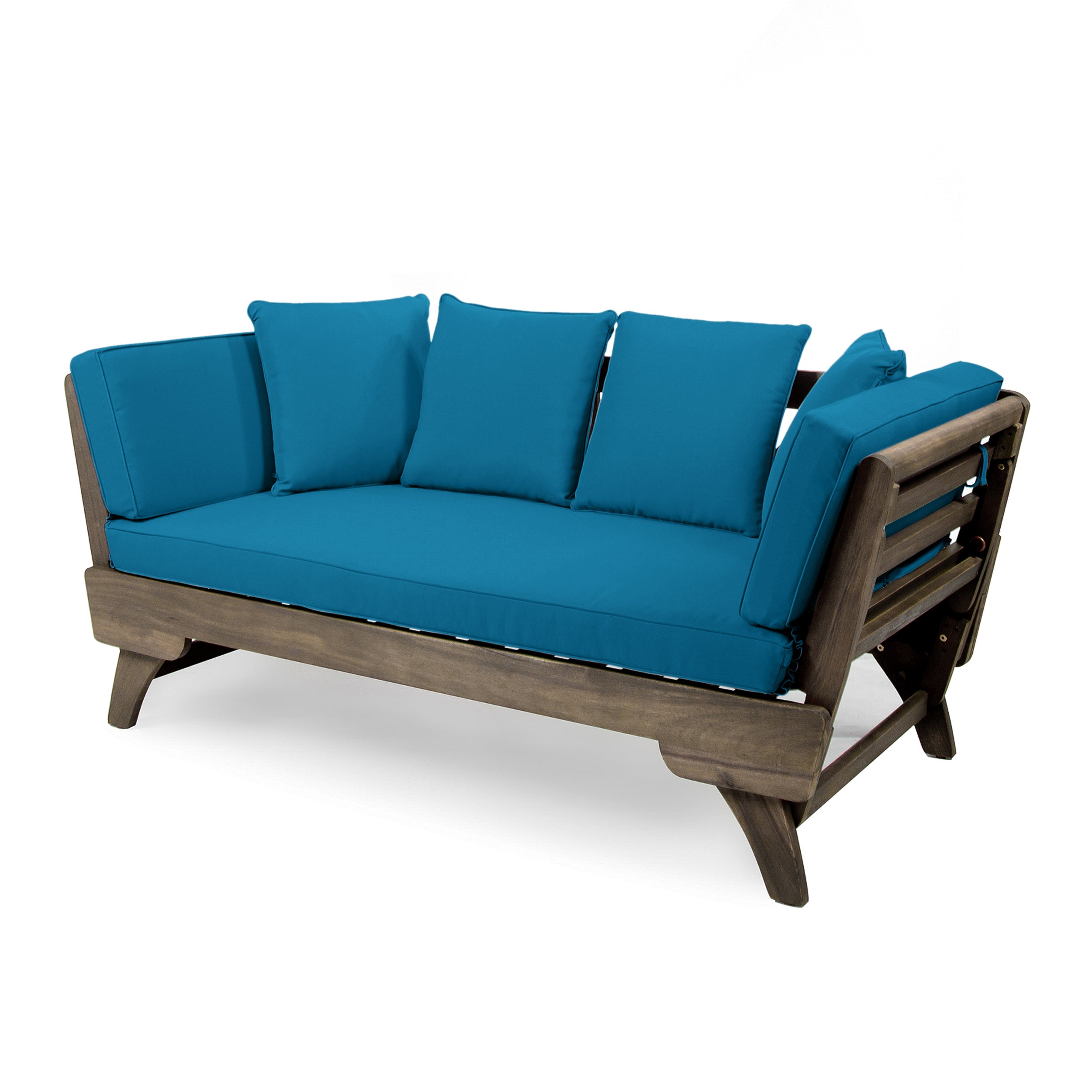 Othello Outdoor Acacia Wood Expandable Daybed with Water Resistant Cushions