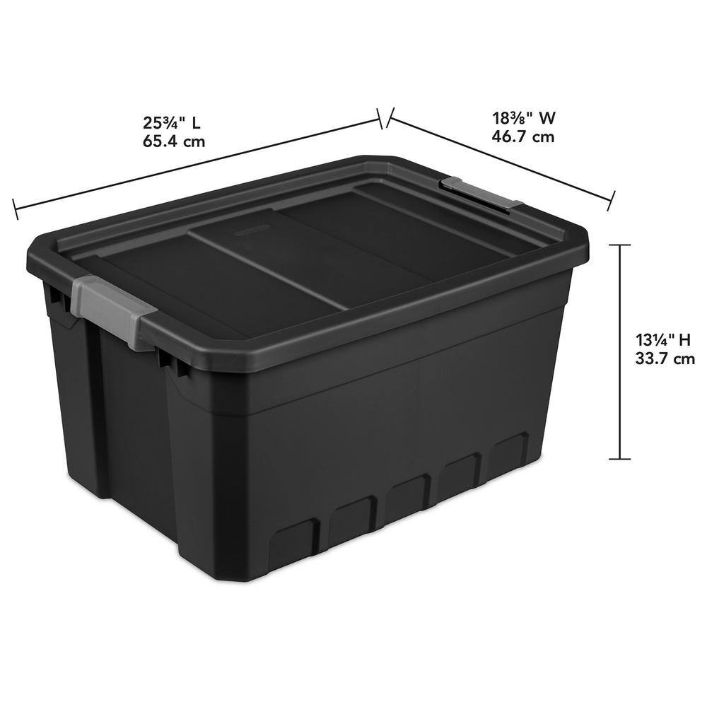 Sterilite 19 gal. Rugged Industrial Stackable Storage Tote with Lid in Black (6-Pack) 6 x 14869006