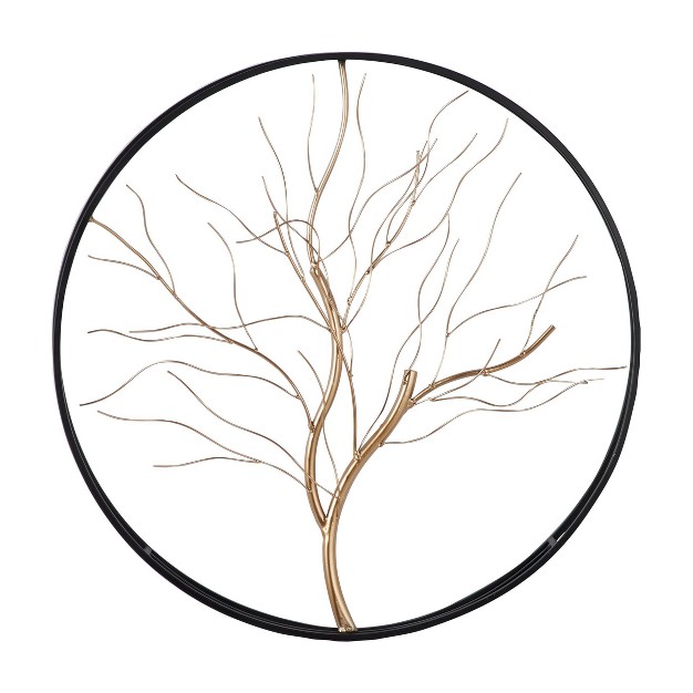 Metal Tree Branch Wall Decor With Black Frame Gold Olivia amp May