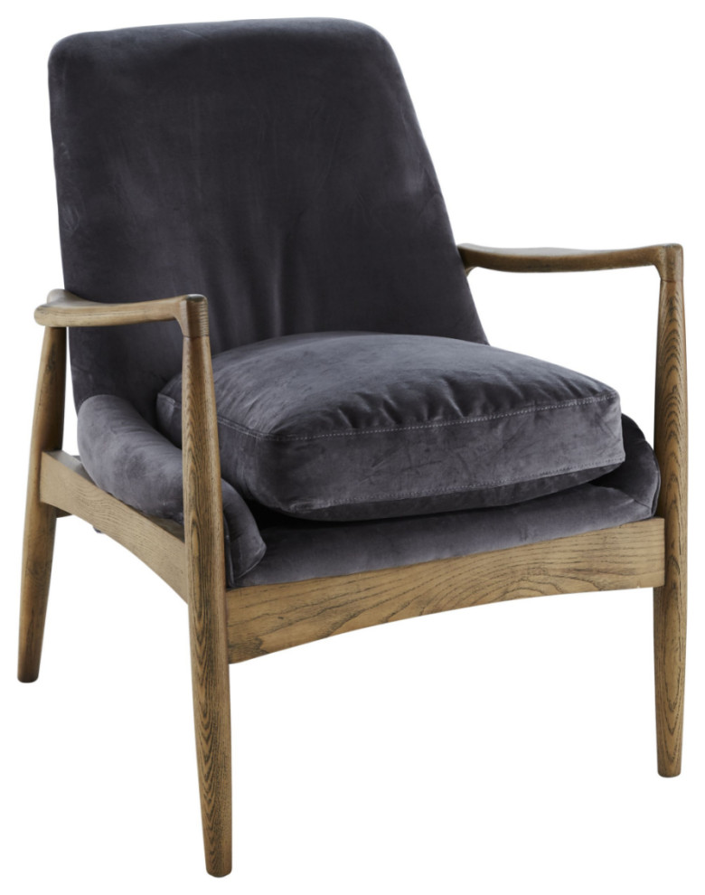 Gray Velvet Armchair  Andrew Martin Crispin   Midcentury   Armchairs And Accent Chairs   by Oroa   Distinctive Furniture  Houzz