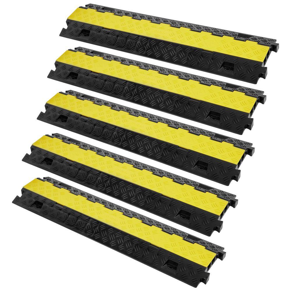 VEVOR 36.14 in. x 9.84 in. Cable Protector Ramp 2 Channel 22000lbs. Load Raceway Cord Cover TPR Speed Bump for Traffic(5-Pack) SK52WH1211TPU2ZI9V0