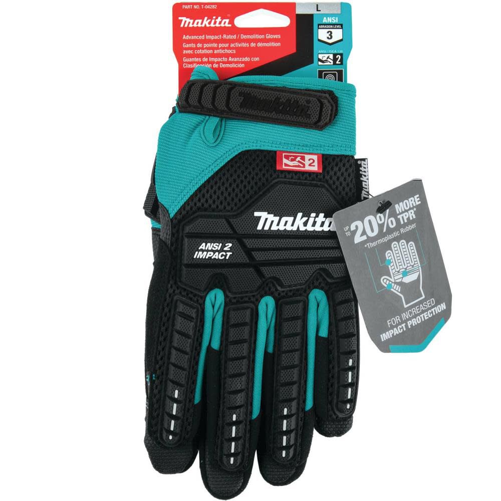 Makita Demolition Gloves Advanced ANSI 2 Impact Rated Large T-04282 from Makita