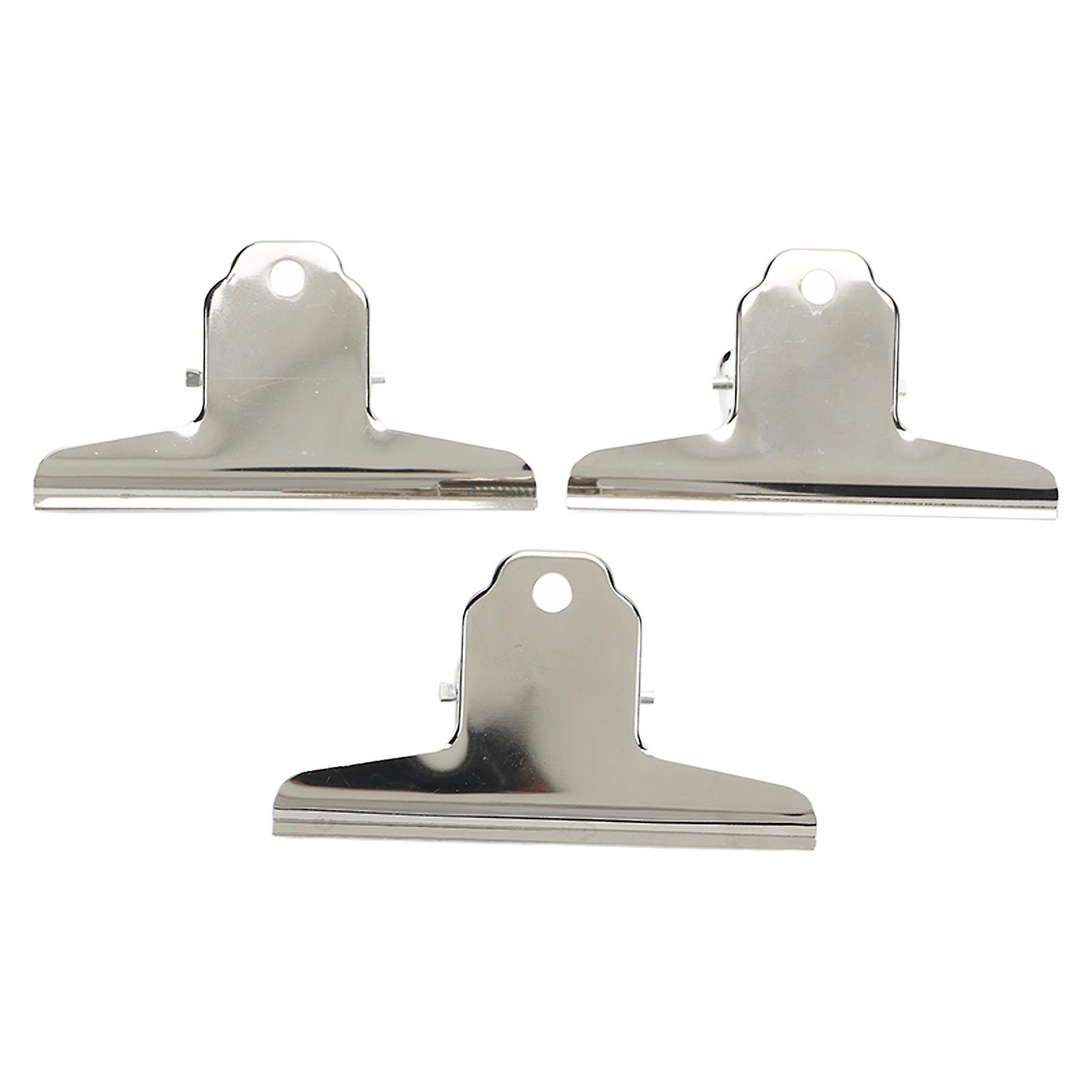 3pcs Bulldog Clips Smoother Edges Strong Clamping Force Metal Hinge Clips For Crafts Food Bags Photos Maps Home Office