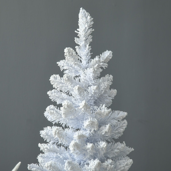 5' / 7' Christmas Tree，Slim Design with Realistic Branches，White