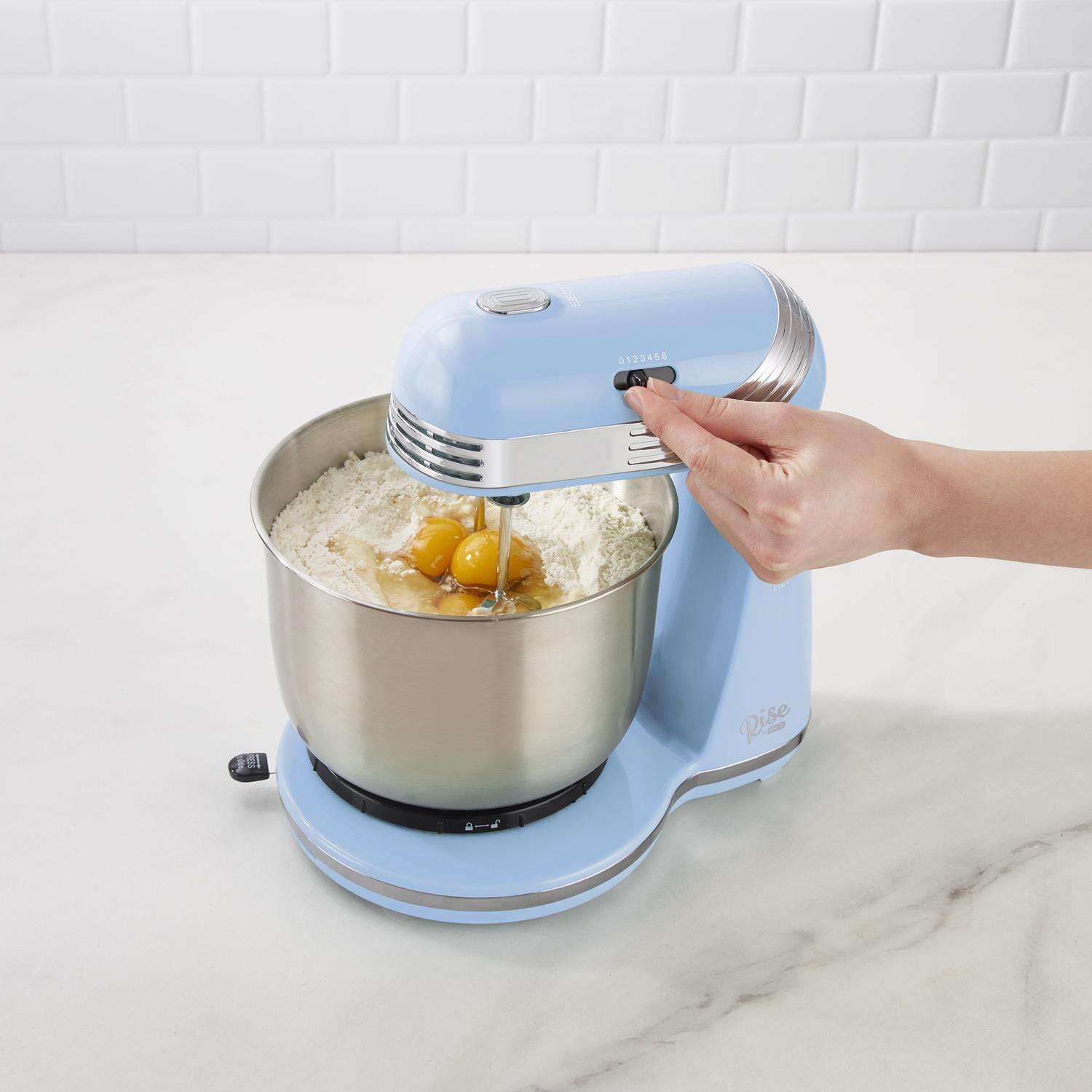 Rise by Dash Aqua Sky 3 qt. cap. 6 speed Stand Mixer