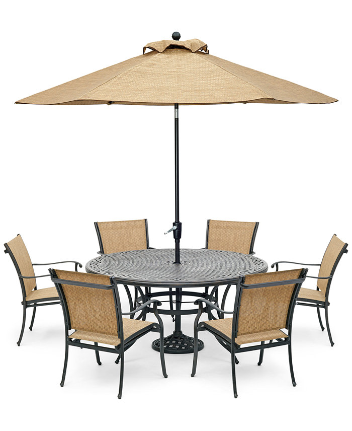 Agio Beachmont II Outdoor 7-Pc. Dining Set (60 Round Table and 6 Dining Chairs)