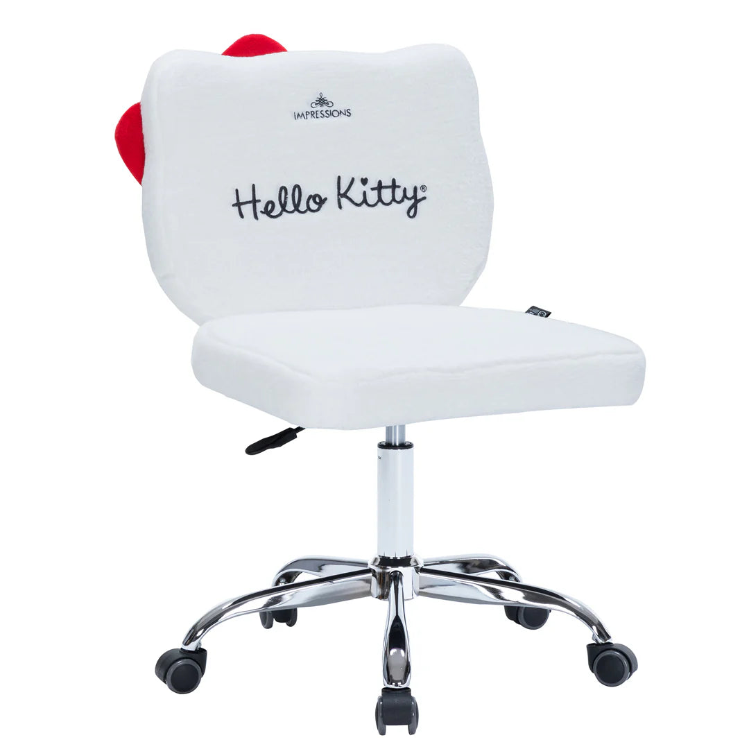 IVFC-HK229-TDYWHT | Hello Kitty® Teddy Fur Swivel Vanity Chair