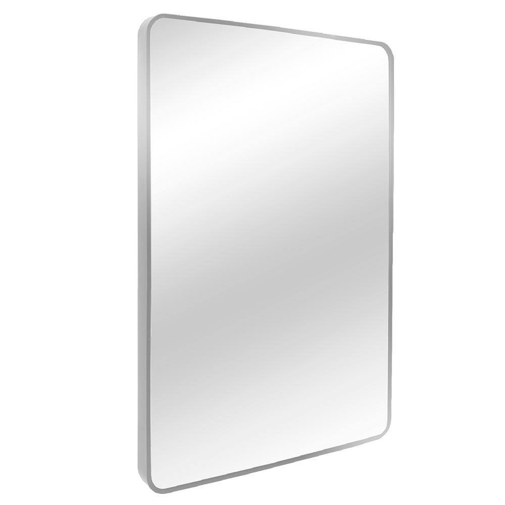 Home Decorators Collection 24 in. W x 30 in. H Rectangular Aluminum Frame Framed Wall Bathroom Vanity Mirror in Silver 2430-AL067S