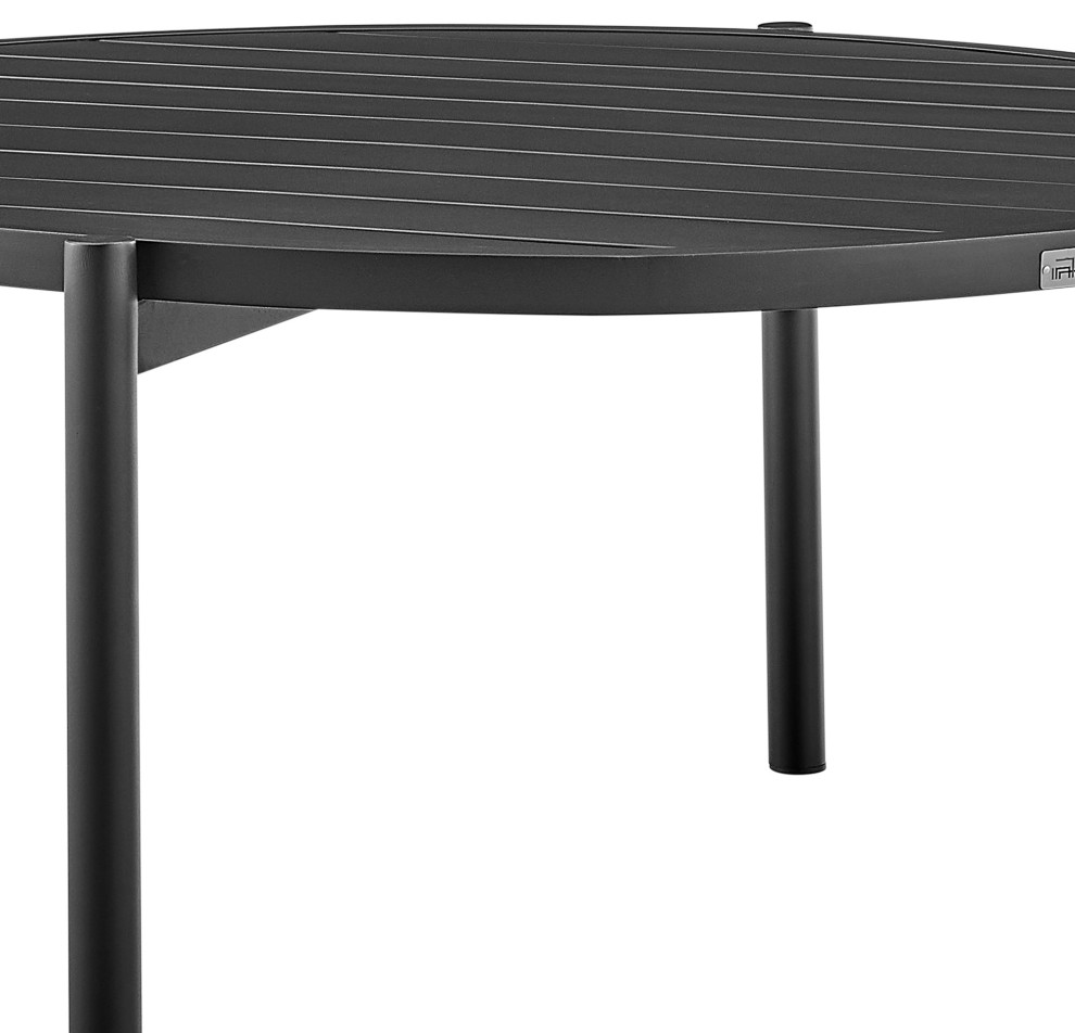 Tiffany Outdoor Patio Ruond Coffee Table  Black Aluminum   Transitional   Outdoor Coffee Tables   by HedgeApple  Houzz