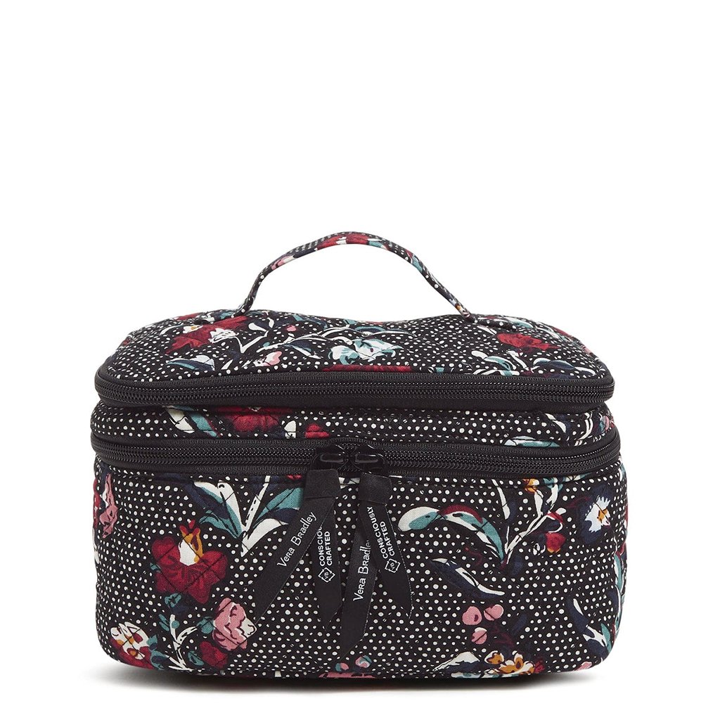 Vera Bradley  Brush Up Cosmetic Case in Perennials Noir Dot