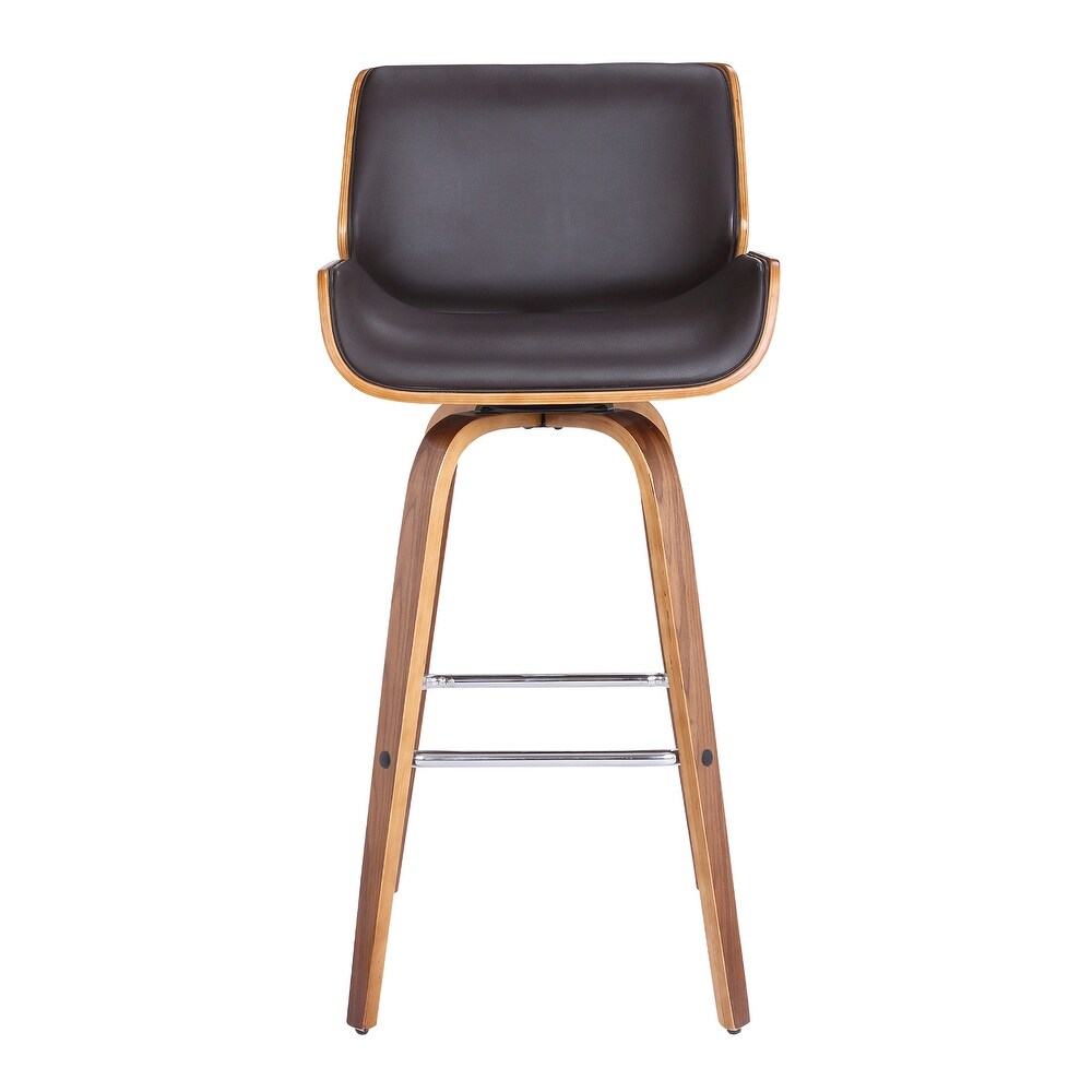 Tyler Mid Century Modern Swivel Counter/Bar Stool in Faux Leather and Wood