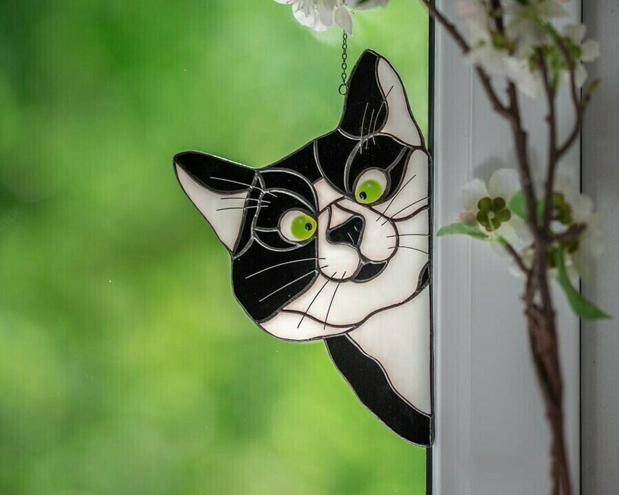 🔥 BIG SALE - 40% OFF🔥🔥Hot Sale-😻Handmade Stain Cat Suncatcher For Window