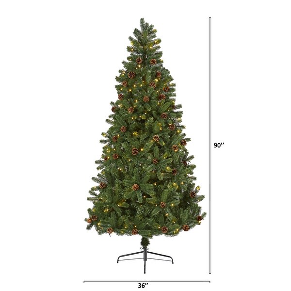 7.5' Rocky Mountain Spruce Artificial Christmas Tree with Pinecones and 400 Clear LED Lights