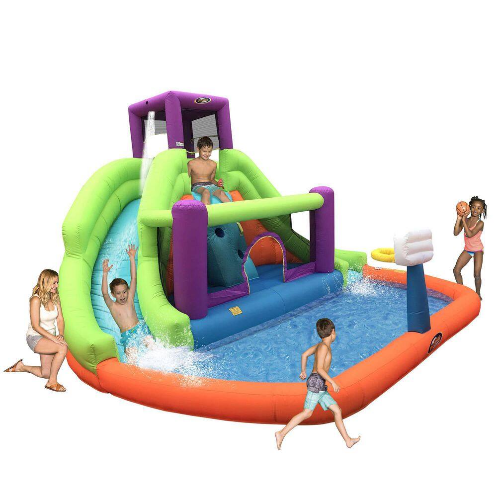 Double Hurricane Outdoor Inflatable Water Slide Bounce House (2-Pack) 2 x MTI-91053-D