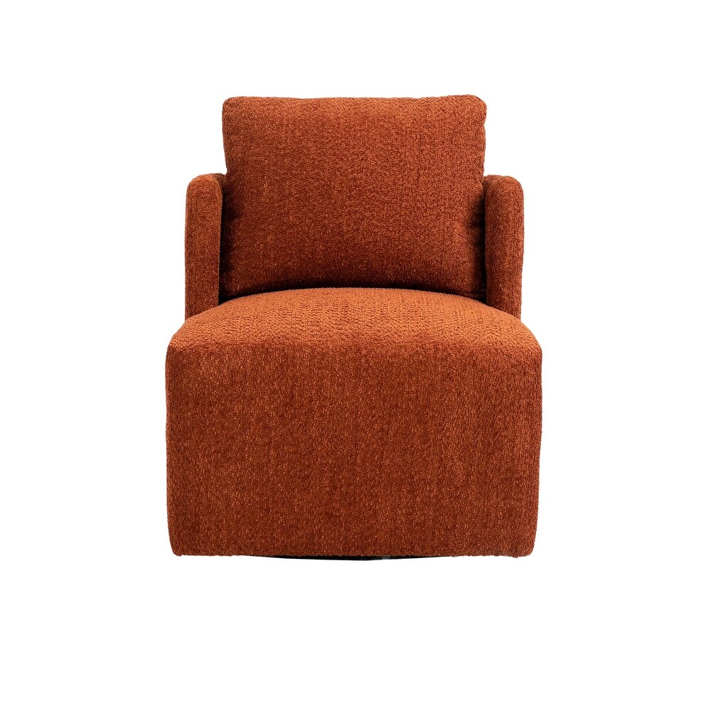 Chenille Upholstered 360 Degree Swivel Barrel Chair For Living Room Bedroom