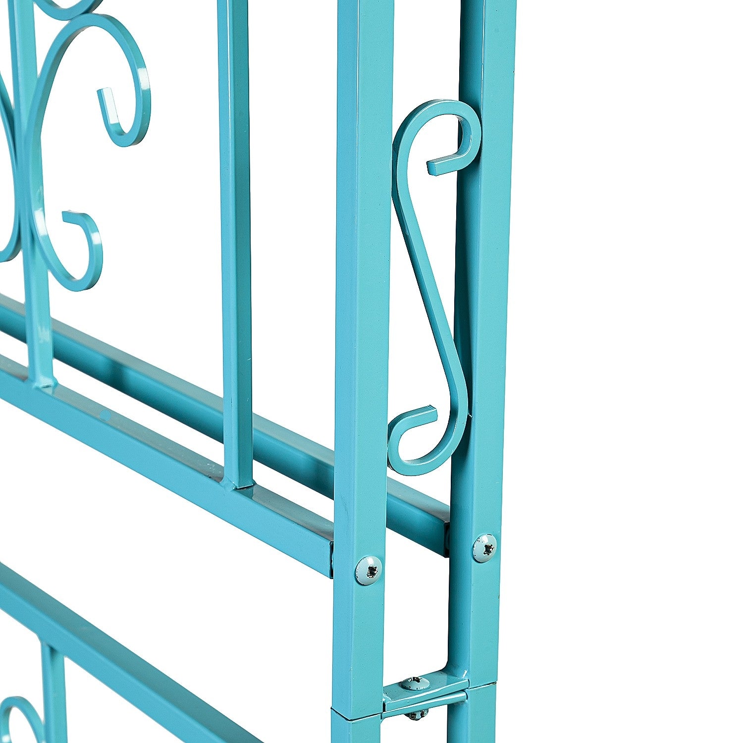 Evergreen Montebello Iron Garden Arbor, Coastal Blue- 53 x 84 x 23 Inches Fade and Weather Resistant Outdoor Decor