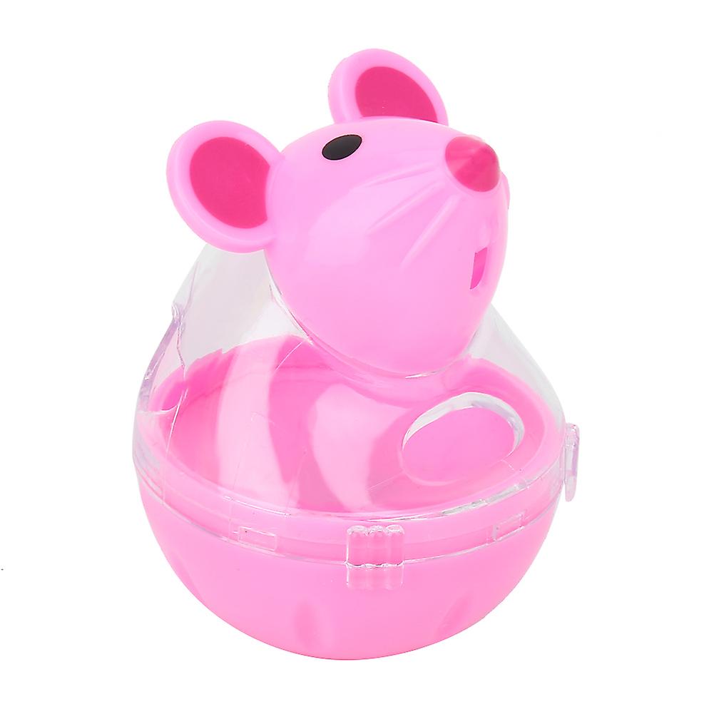 Pet Cat Dog Leakage Feeder Slow Food Dispenser Mice Tumbler Design Ball Toy(pink)