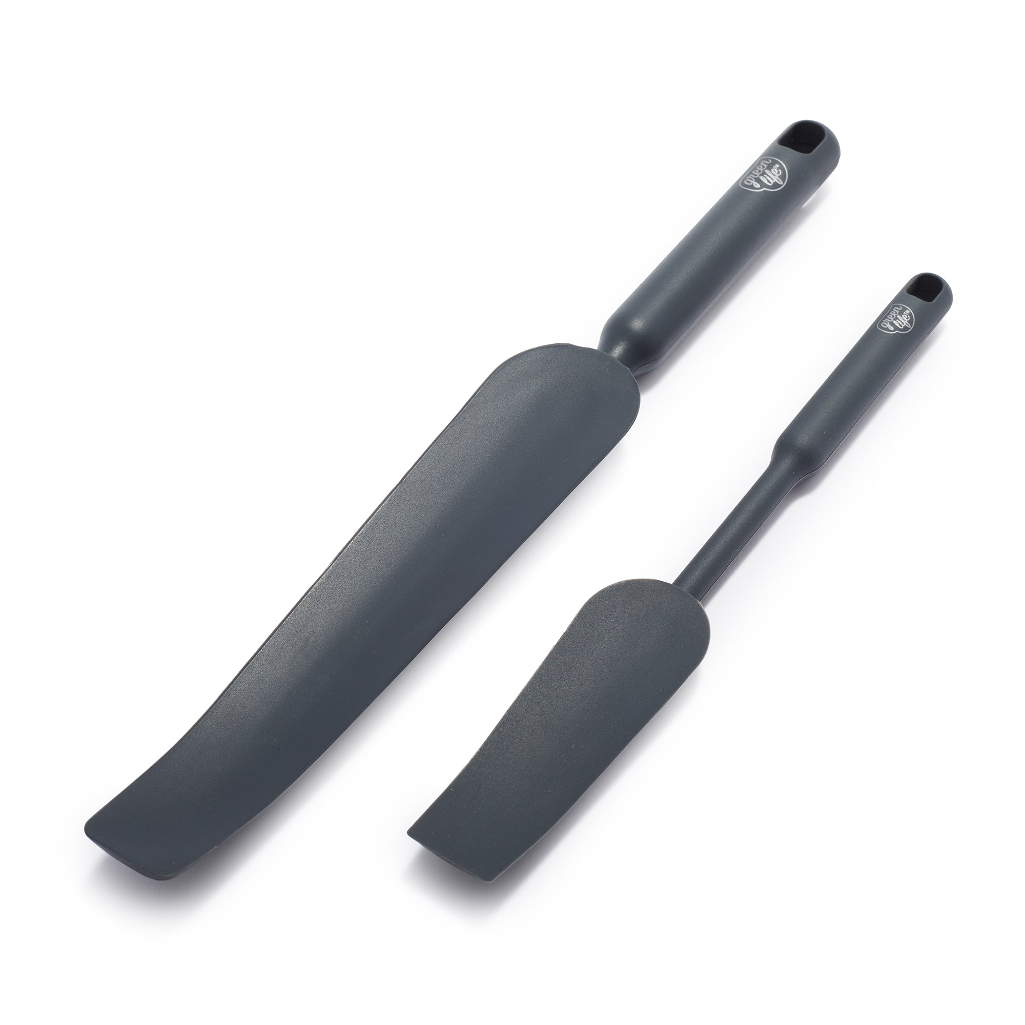 GreenLife Easy Reach Silicone Spatula, 2-Piece Set | Gray