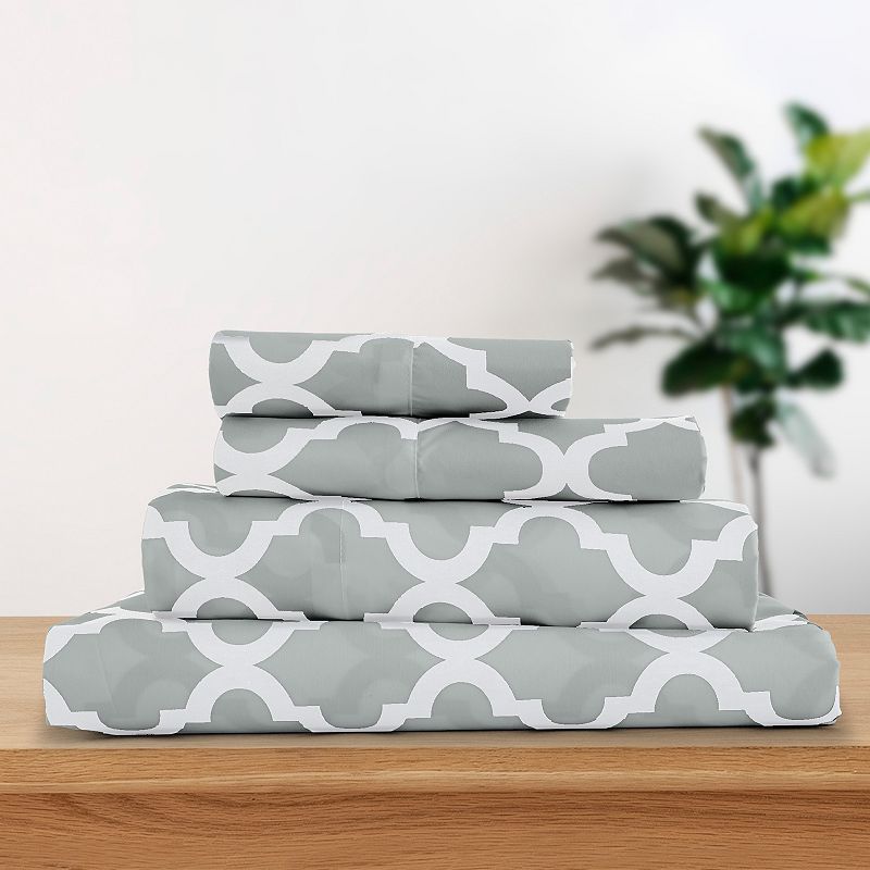 Microfiber Quatrefoil Bed Sheet Set - Lux Decor Collection