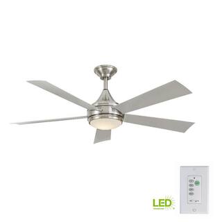 Home Decorators Collection Hanlon 52 in. Integrated LED IndoorOutdoor Stainless Steel Ceiling Fan with Light Kit and Wall Control YG533-SST-BN