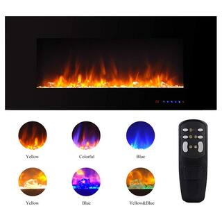 Boyel Living Black 42 in. 400 Sq. Ft. Wall Mounted Electric Fireplace with Remote Control and Multi-Color Flame VL-WM42