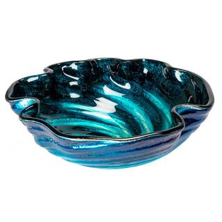 Eden Bath Caribbean Wave Glass Vessel Sink in Blue EB_GS37