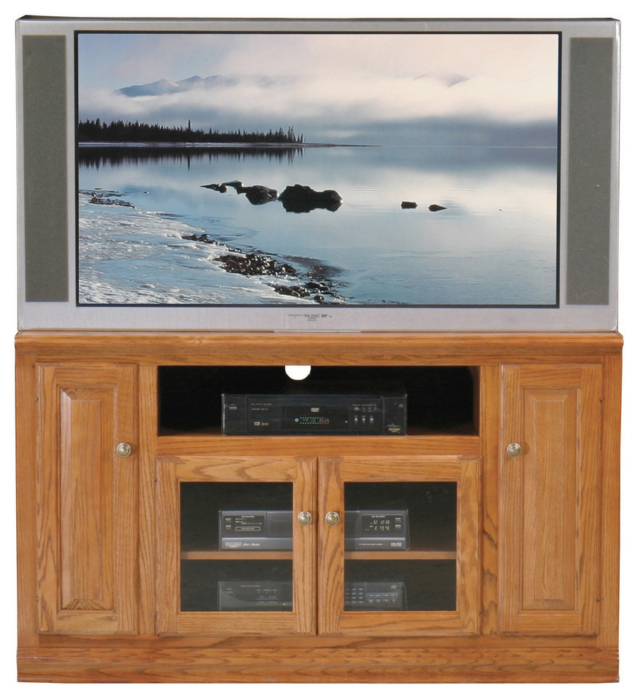 Classic Oak Thin 55 quotTall Entertainment Console   Transitional   Entertainment Centers And Tv Stands   by Eagle Furniture  Houzz