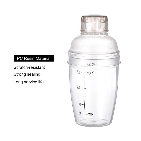 350ml Plastic Cocktail Shaker Cup Scale Wine Beverage Mixer Drink Tools - Transparent