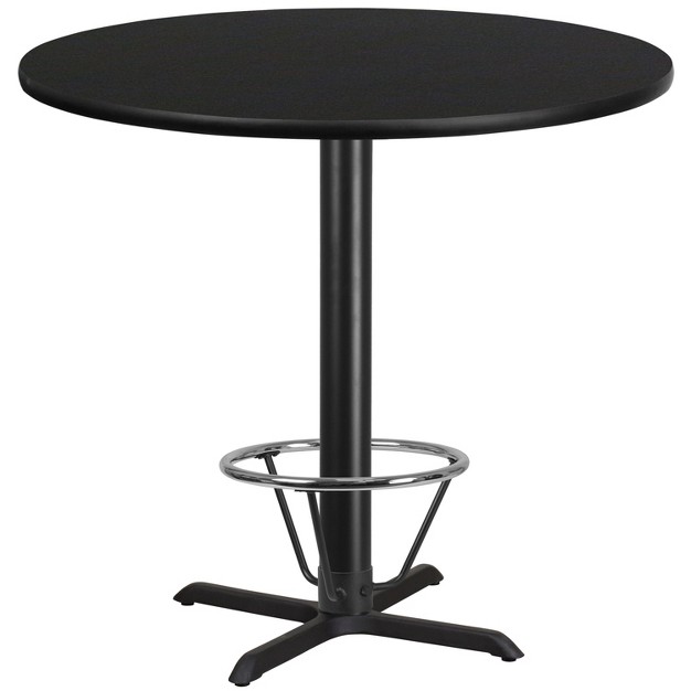 Flash Furniture 42 x27 x27 Round Black Laminate Table Top With 33 x27 x27 X 33 x27 x27 Bar Height Table Base And Foot Ring