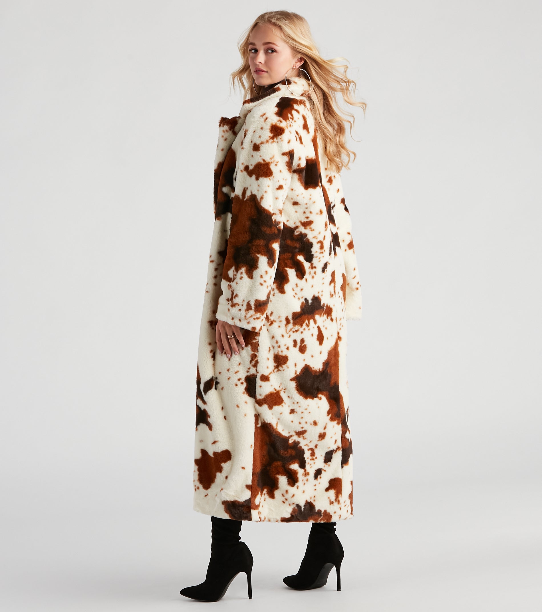 Cruella De Cow Faux Fur Long Coat