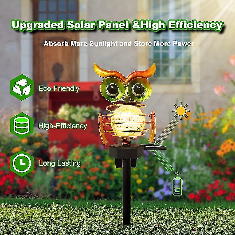 Solar Garden Lights Outdoor， Solar Owl Lights Waterproof Decor， Garden Stake Lights  Powered