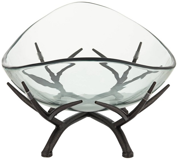 Kensington Hill St Tropez Black Metal And Clear Glass Oval Decorative Bowl