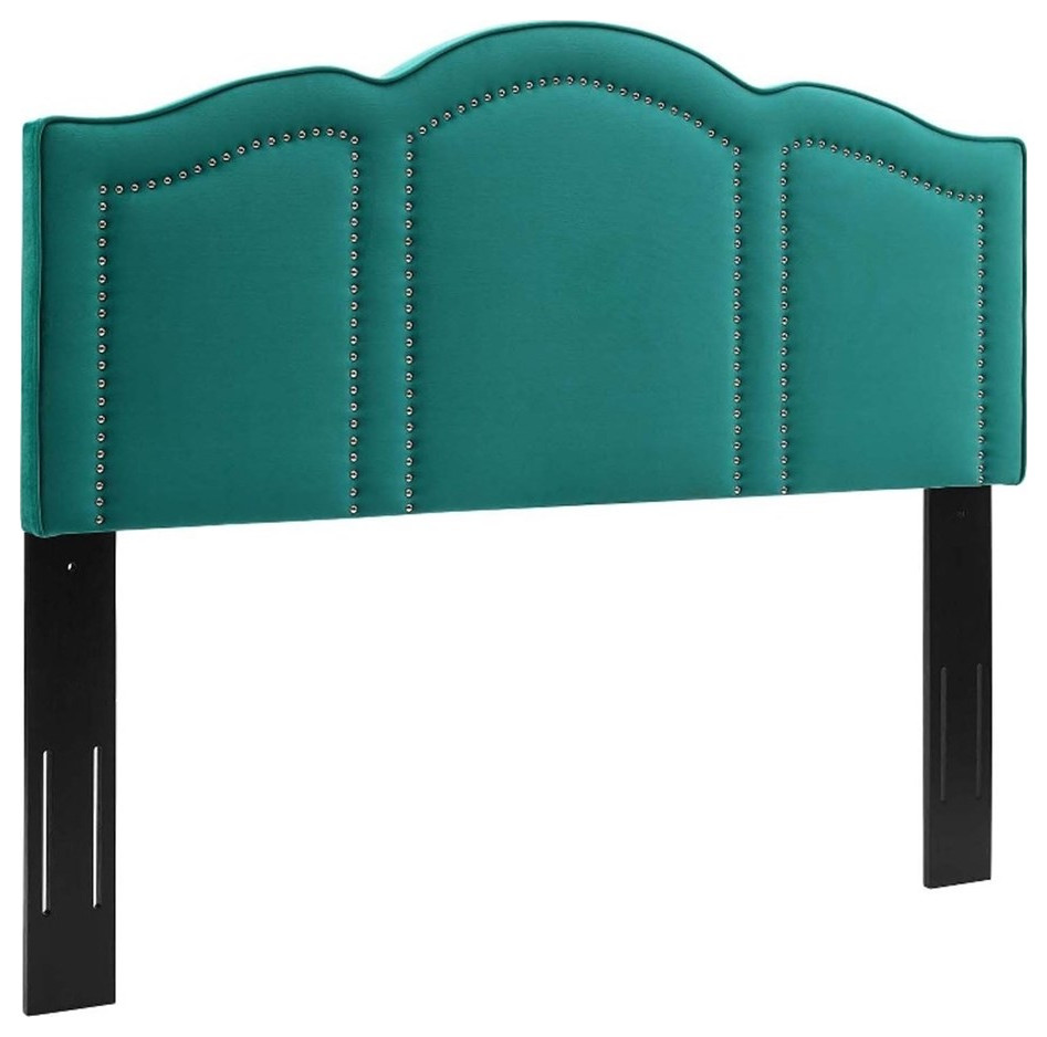 Modway Cecilia Full/Queen Performance Velvet Headboard in Teal Green   Contemporary   Headboards   by ShopFreely  Houzz