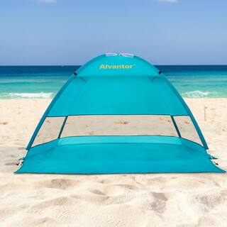 Alvantor TEAL POP UP PLUS 79 in. x 47 in. x 53 in. Instant Pop Up Portable Beach Tent Outdoor Sun Cabana UPF 50+ Carry Bag 7015