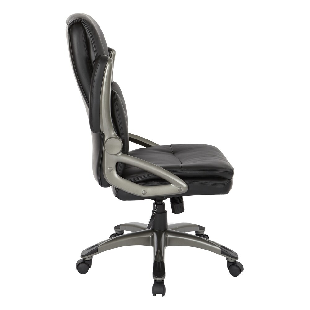 Executive High Back Bonded Leather Chair with Titanium Accents