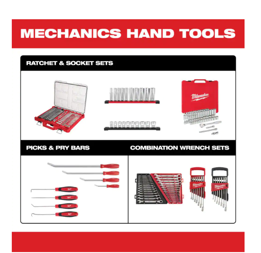 Milwaukee 48-22-9415 Combination SAE and 48-22-9515 Metric Wrench Mechanics Tool Set (30-Piece)