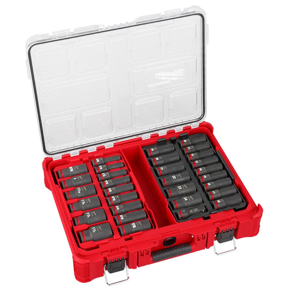 Milwaukee SHOCKWAVE Impact Duty Socket 1/2 Dr SAE/MM PACKOUT Set 31pc 49-66-6806 from Milwaukee