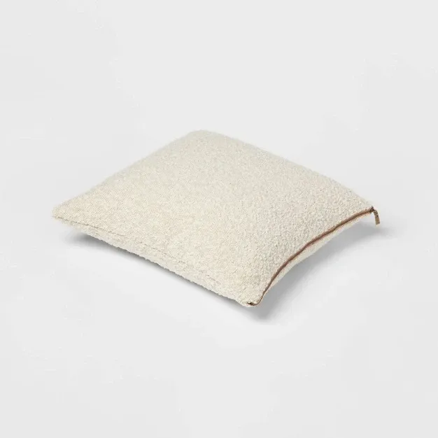 Woven Boucle Square Throw Pillow With Exposed