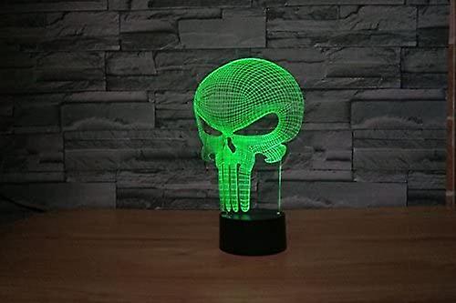 Punisher Skull 3d Night Light 7 Color Change Led Desk Lamp Touch Button Room Decor