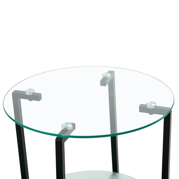 2 layer Tempered Glass End Table Round Coffee Table