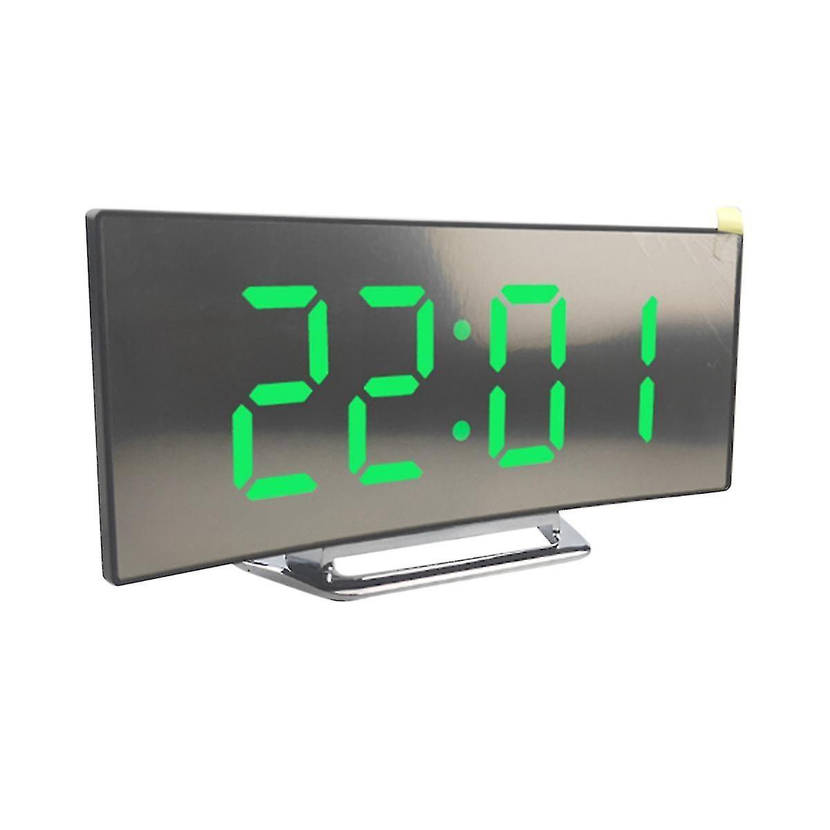 Luminous Large Digital Curved Dimmable Alarm Clock Green